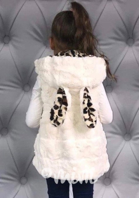 Králíček - dívčí chlupatá vesta cream