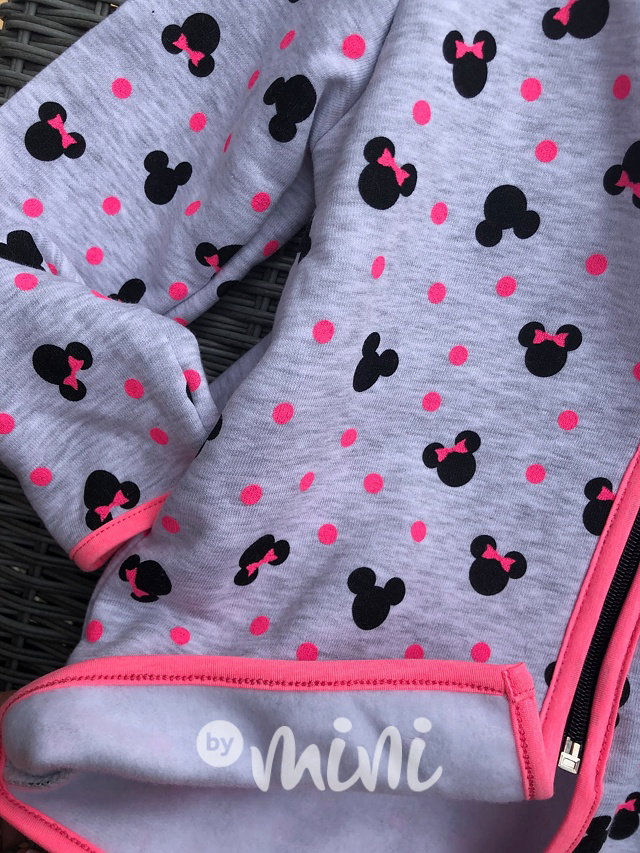 Neon/Grey zateplená dívčí mikina Minnie