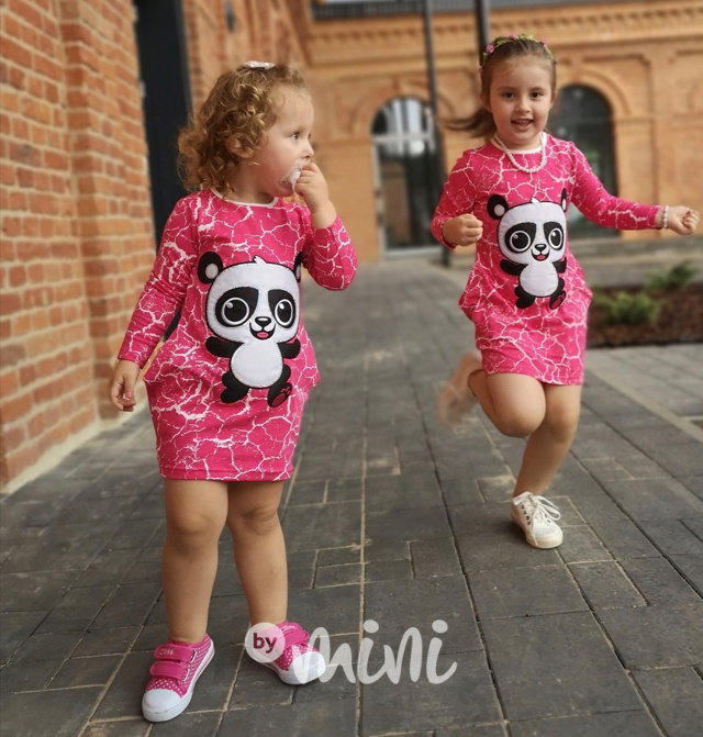 Dívčí tunika panda mramor pink