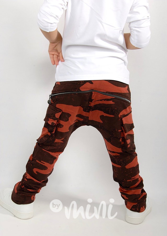 Cihlové army chlapecké baggy kapsáče zip 