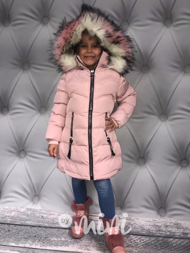 Prošívaný dívčí zimní kabátek růžový