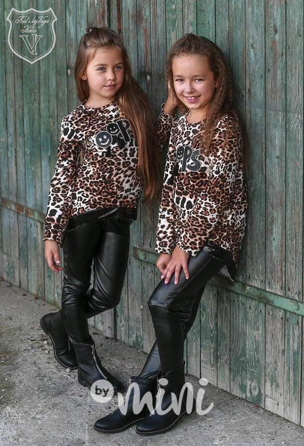Black leather look legíny