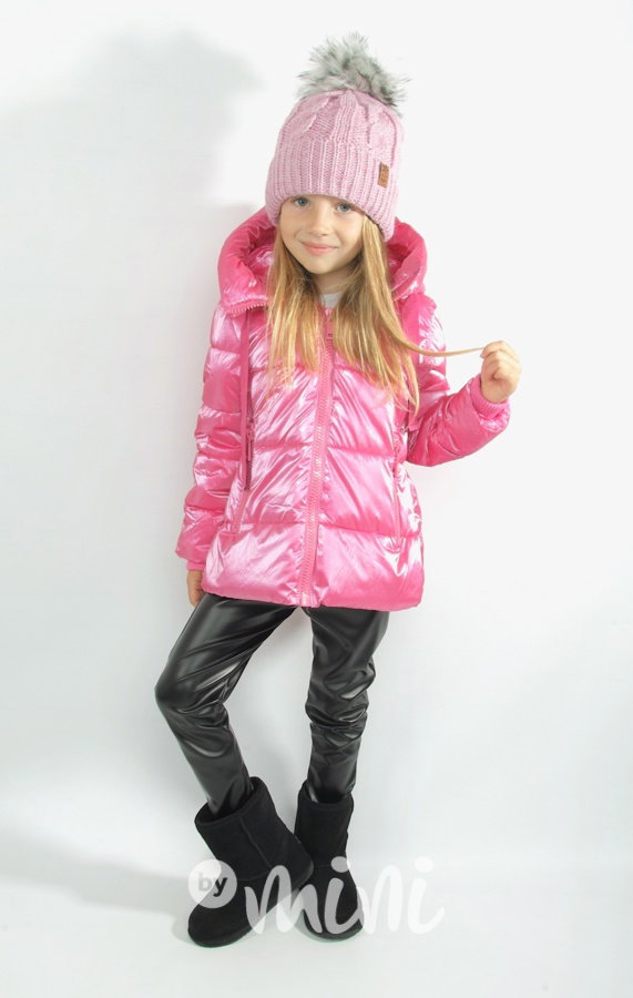 Metallic pink zimní dívčí bunda