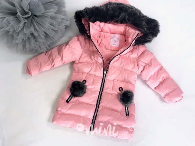 Dívčí baby pink zimní kabátek