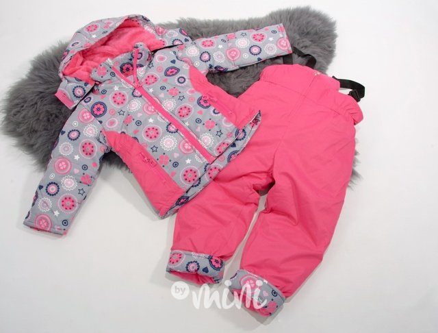 Zimní bunda + oteplováky pink/grey