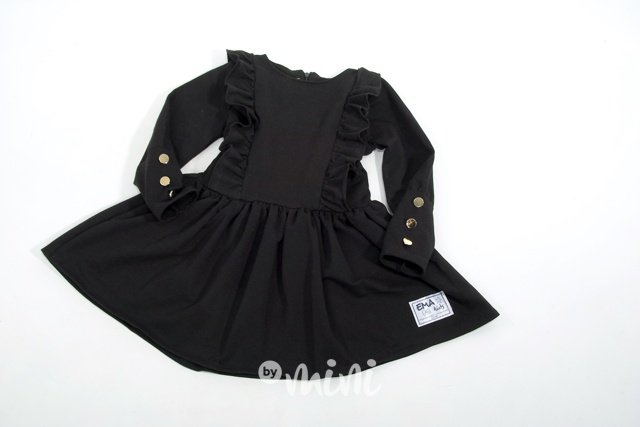Sváteční šaty s ozdobnými knoflíky - černé