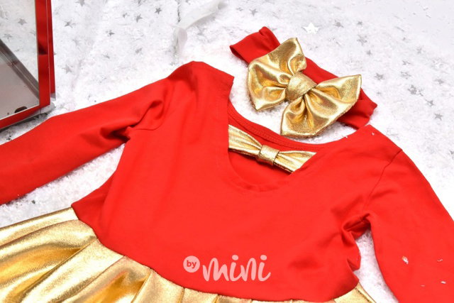 Gold ballerina šaty s čelenkou - červené