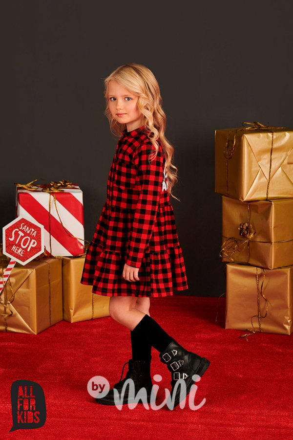 Red karo street style dress