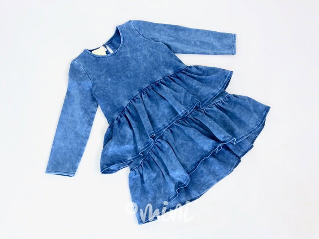 Ice blue denim volánkové šaty