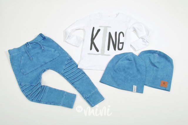 Acid wash biker pants denim blue
