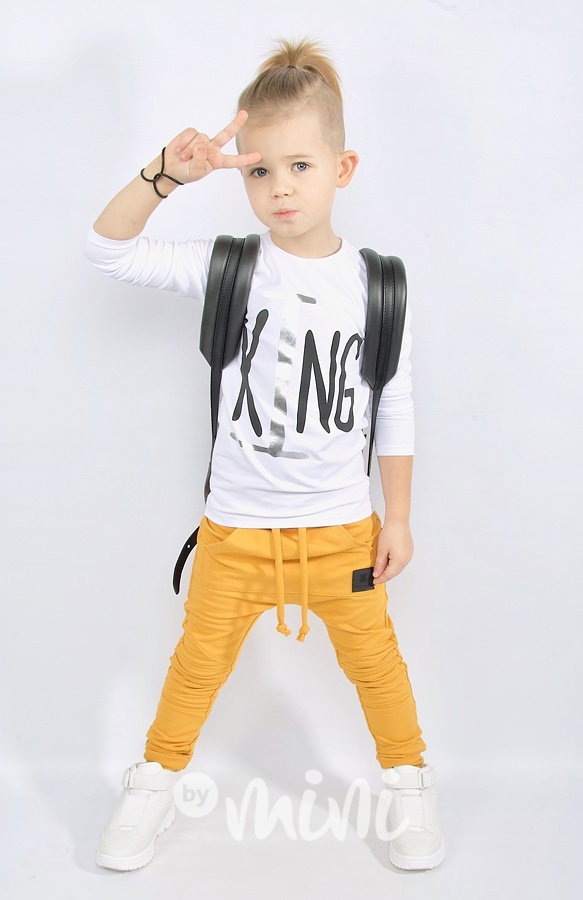 Biker slim baggy s prošitím - mustard