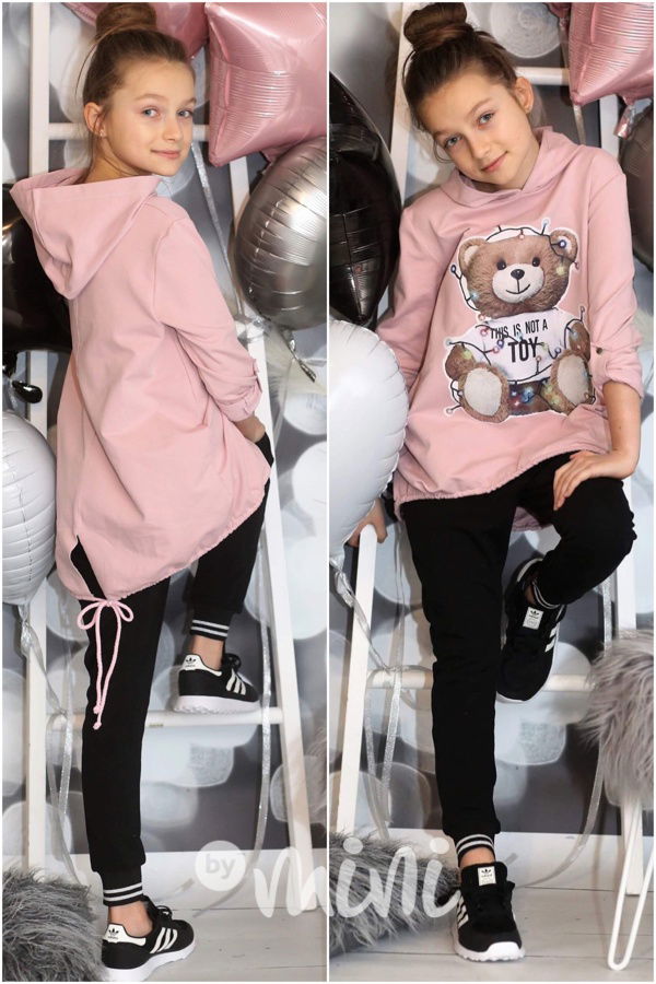 Pink bear hoodie mikina