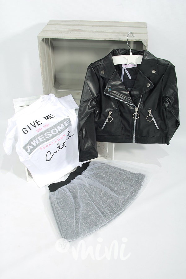 Jarní trojkomplet leather - black