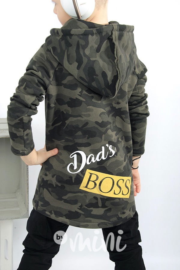 Dad's boss - vyteplená dlouhá mikina army