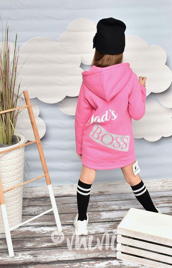 Dad's boss - vyteplená dlouhá mikina pink