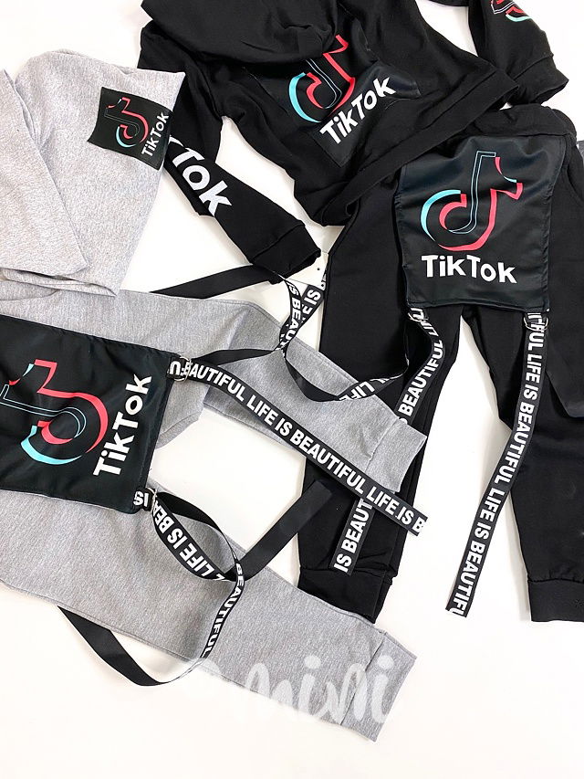 Tik Tok dívčí  tepláčky - lacláče - šedá