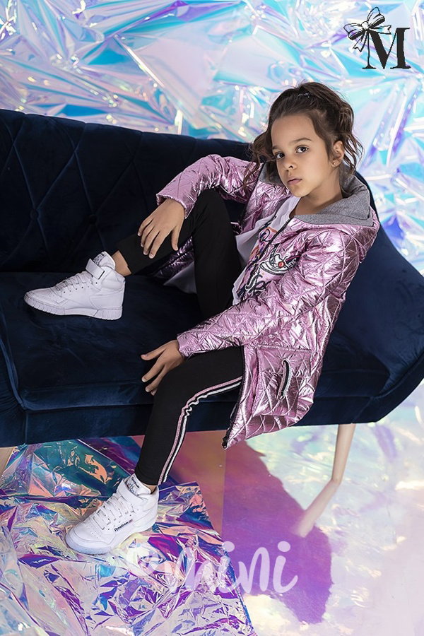 Metalický růžový dívčí dětský jarní kabátek By Mini