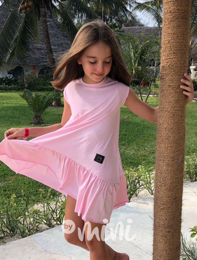 Bavlněné dívčí růžové letní šaty