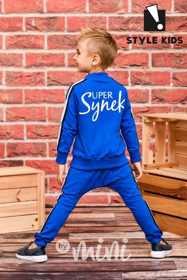 Super synek lampas set modrý - mikina + baggy