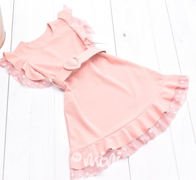 Srdíčkové elegant dětské šaty - pink