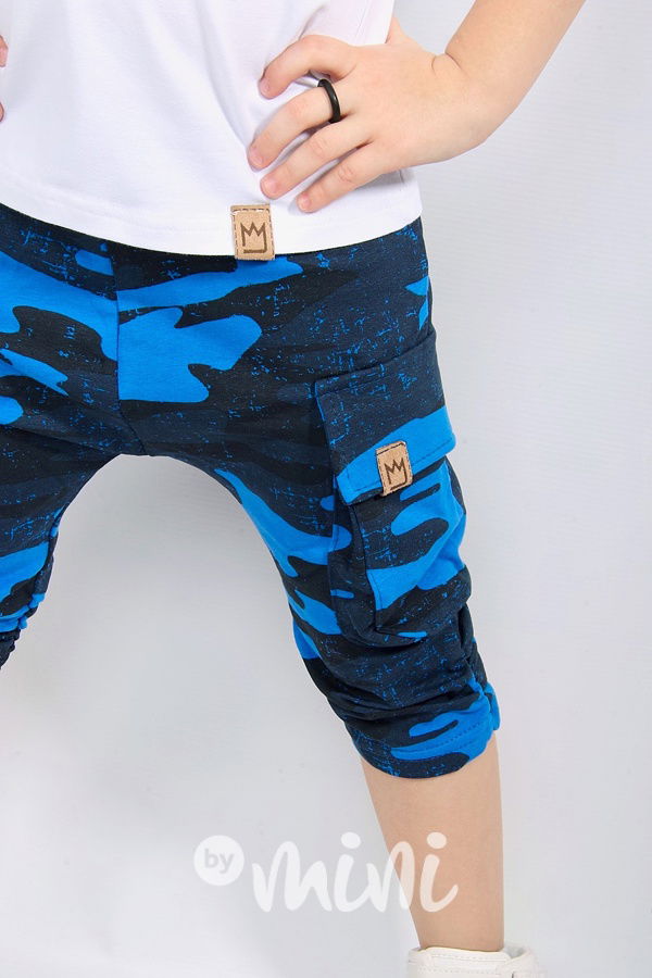 Blue army shorts baggy kapsáče