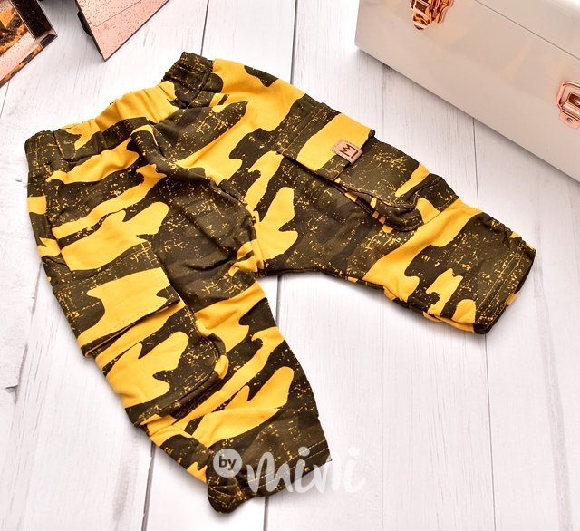 Mustard army shorts baggy kapsáče