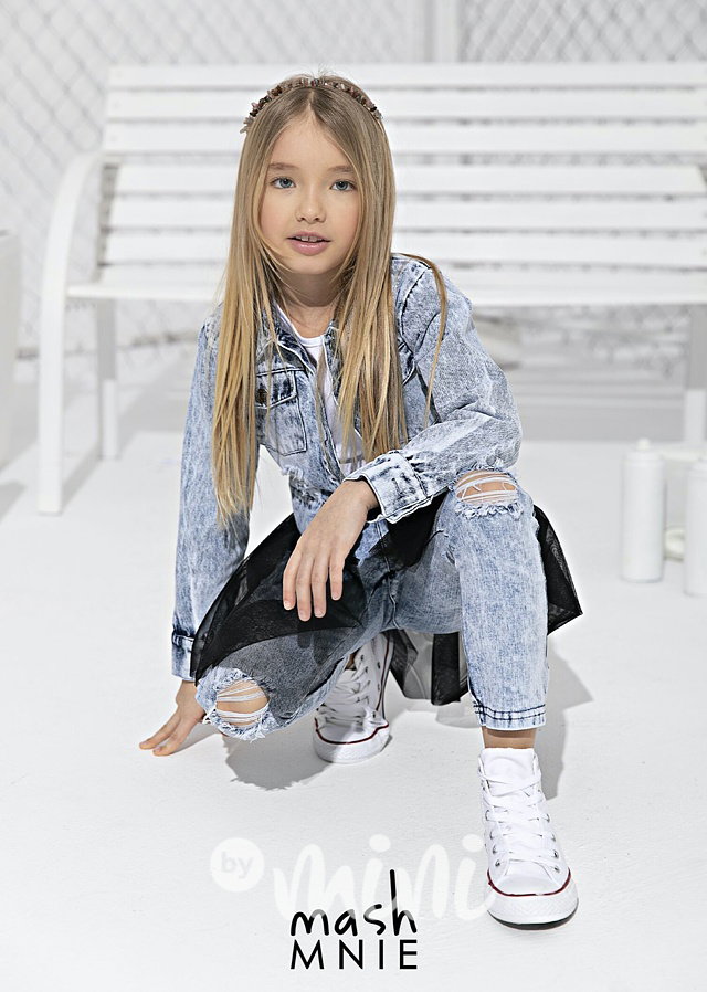 Jeans bunda s odnímatelným tylem blue *Premium*