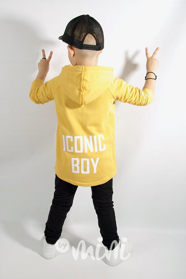 Iconic boy long mikina - mustard