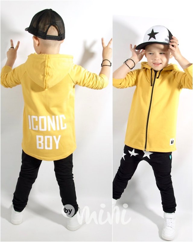 Iconic boy long mikina - mustard