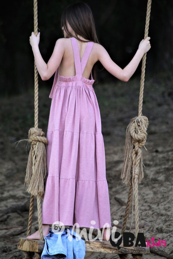 Maxi letní šaty pudder pink