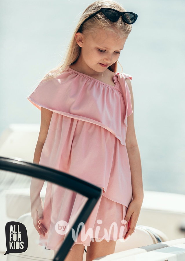 Boho frill letní šaty - růžové