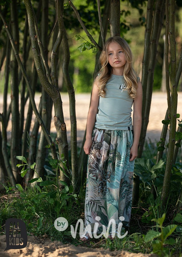 Flower midi sukně s všitými kraťasy - khaki