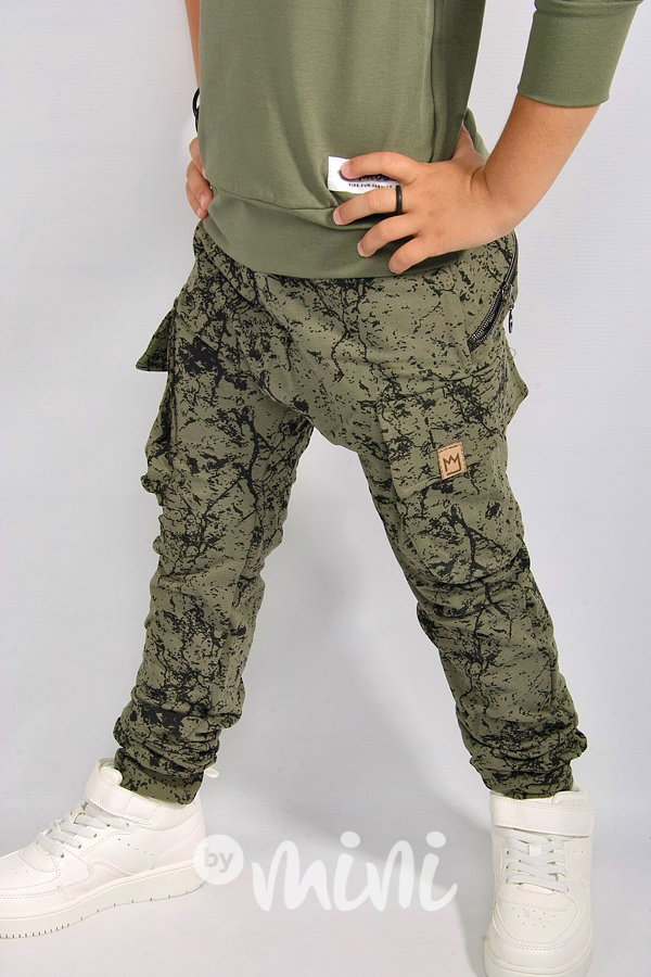 Dark khaki marble baggy kapsáče zip