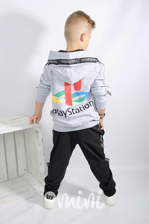 Playstation mikina na zip - světle šedá