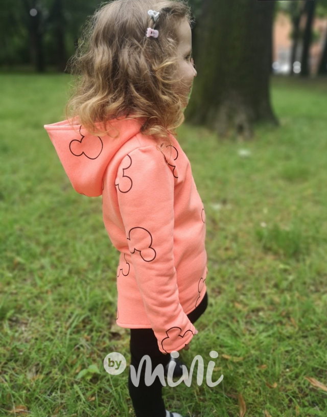 Neon oranž fleece long mikina Mickey