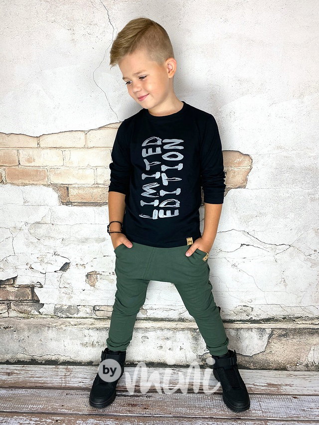 Baggy tepláčky s prošitím - khaki