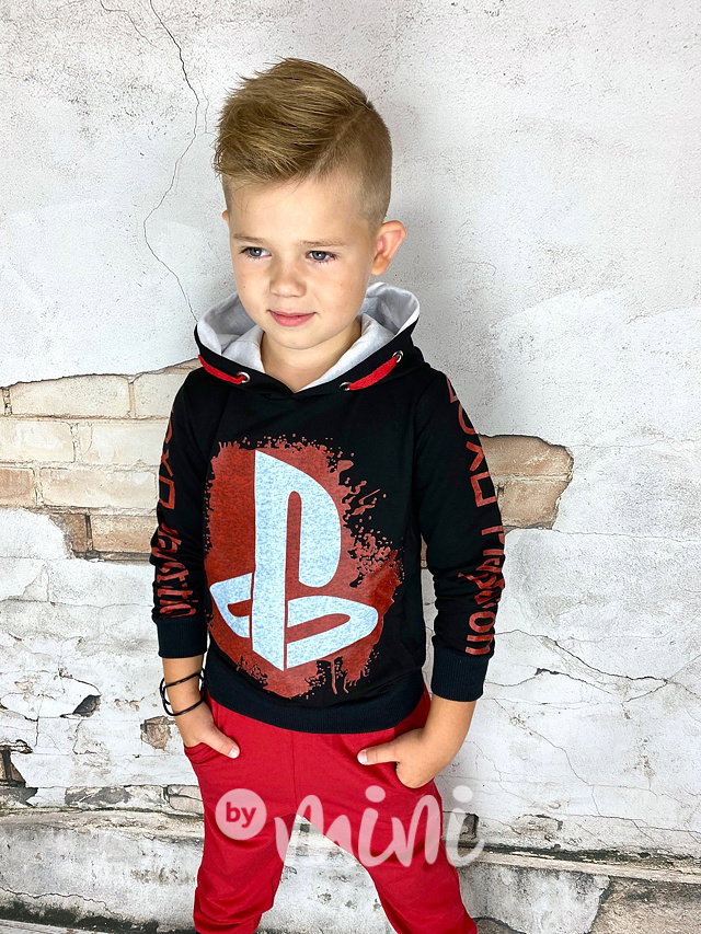Playstation mikina + tepláky black/red