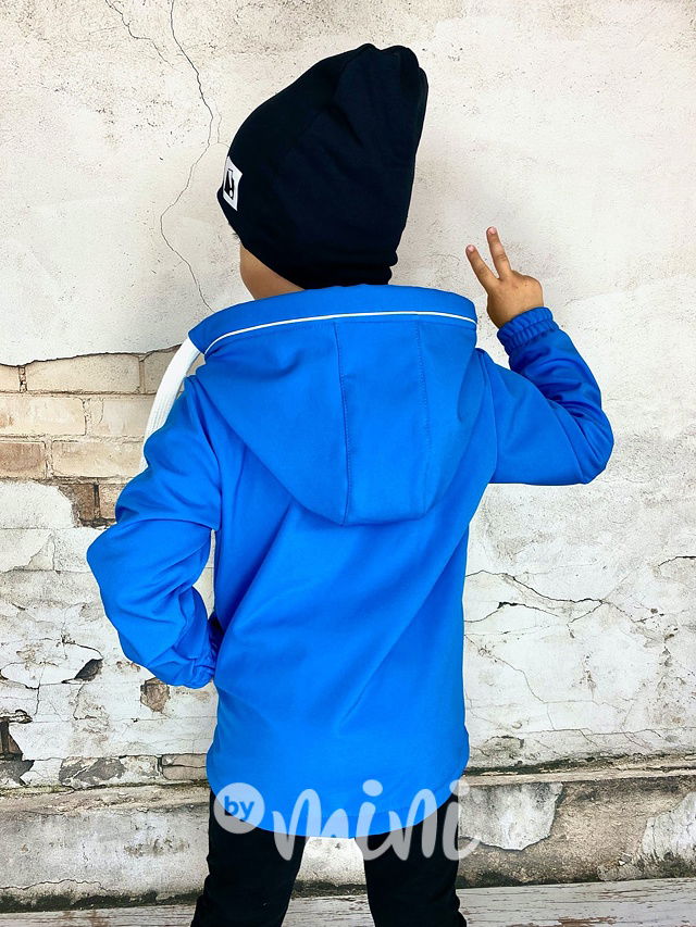 Warm softshell long chlapecká bunda - modrá