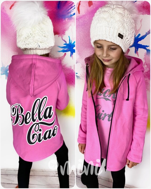 Bella Ciao - vyteplená dlouhá mikina barbie pink