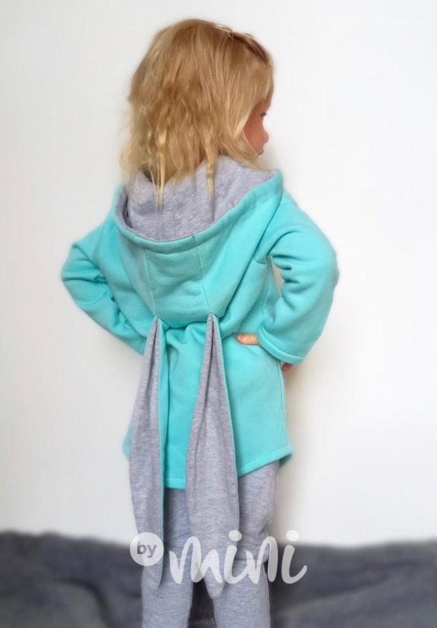 Oteplená long mikina bunny - mint