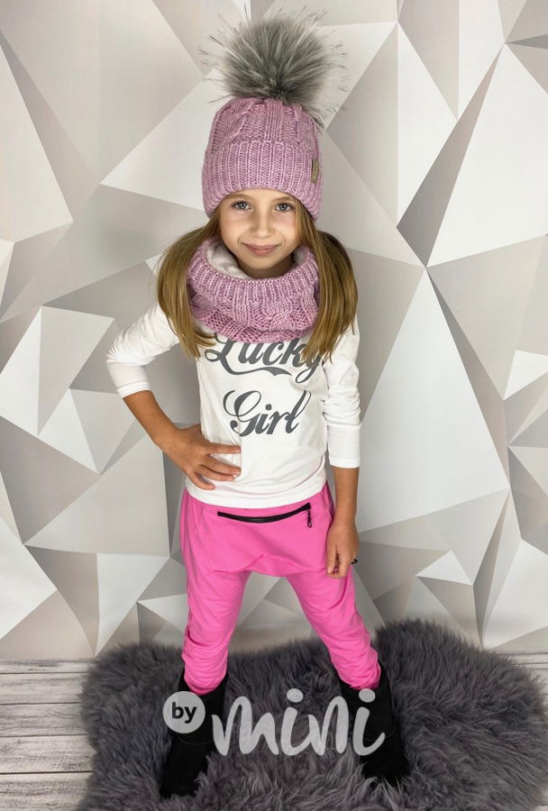 TERMO baggy tepláky s kapsičkou - pink