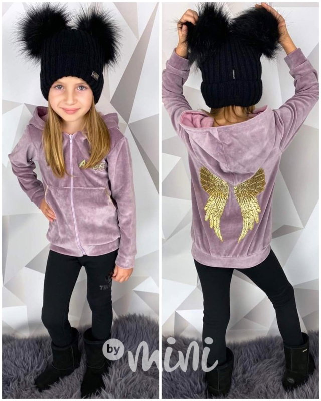 Angel gold wings velur mikina lila