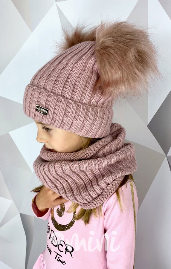 Super termo kulich dvě bambule + nákrčník - PINK