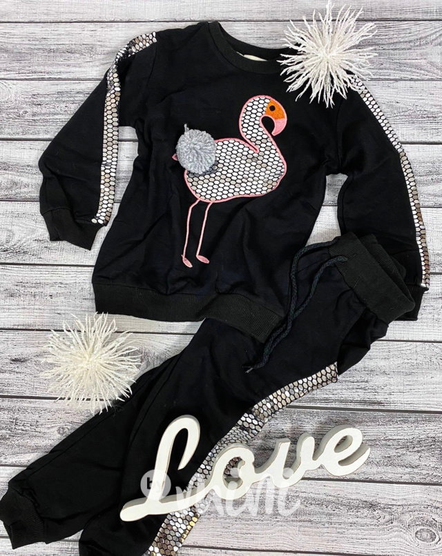 Oteplený set Flamingo s bambulkou