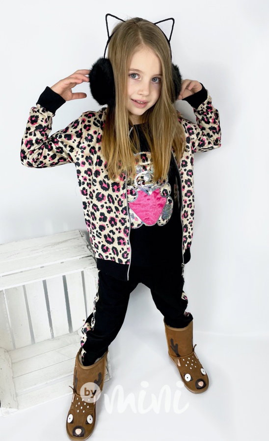 Leopard BEAR velur 3pcs dětská souprava