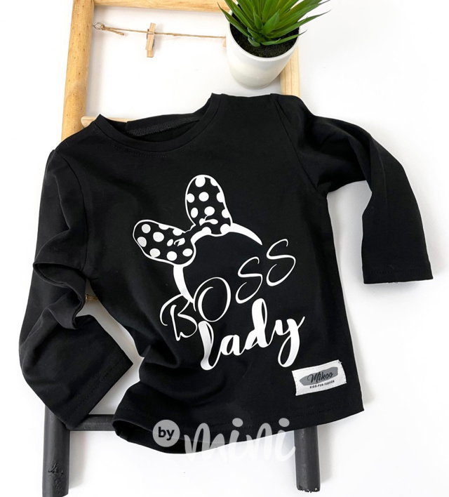 BOSS lady longsleeve triko - černé