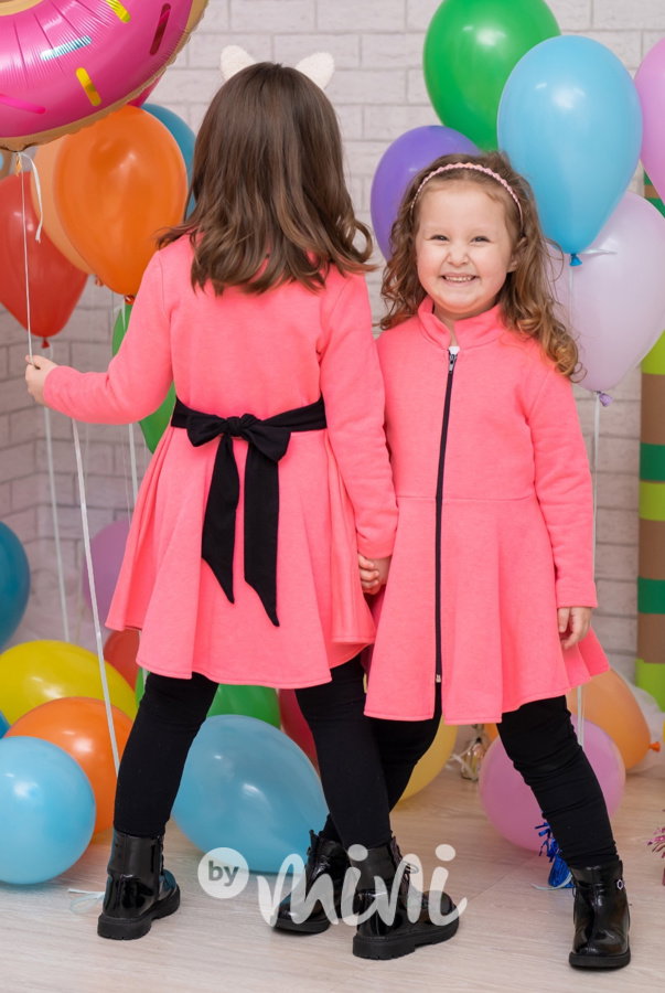 Dívčí Mikčokabátek na zavazování neon pink