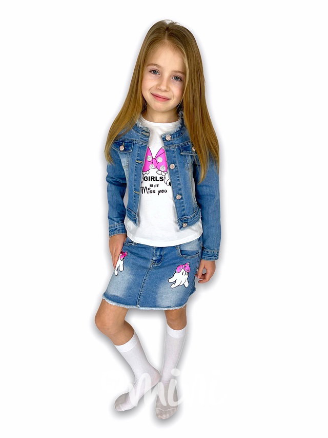 Jeans 3-dílný komplet s flitry a kamínky