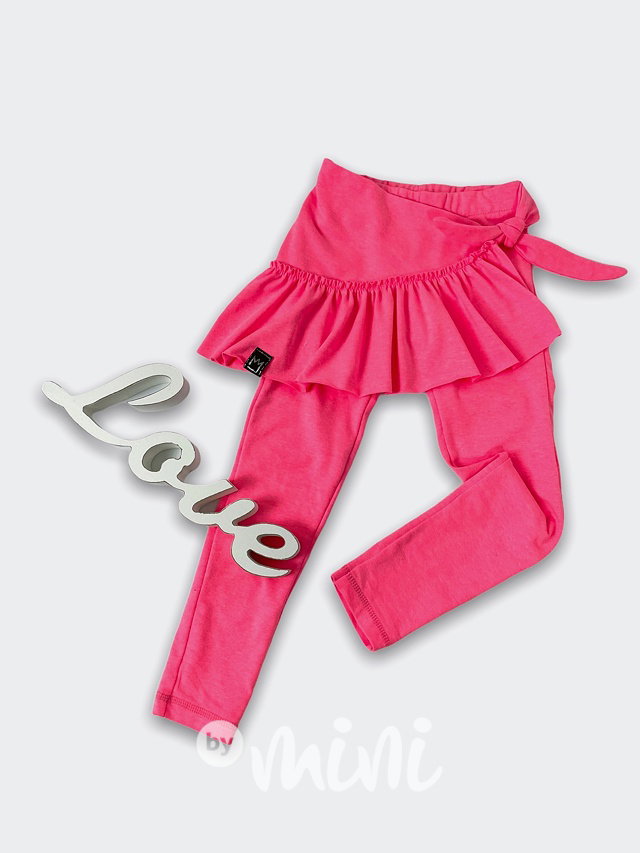Neon pink dětské sukňolegíny 2v1