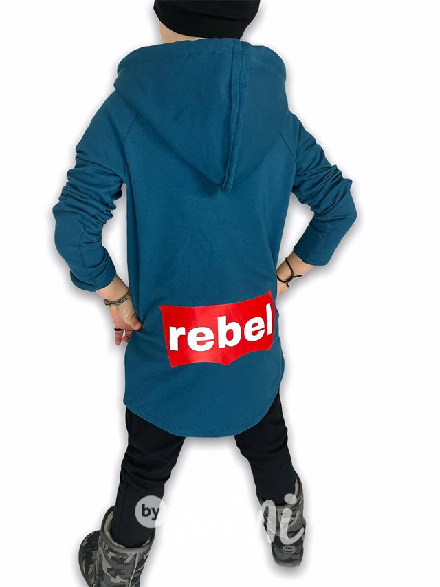 Petrol REBEL dlouhá flísová mikina